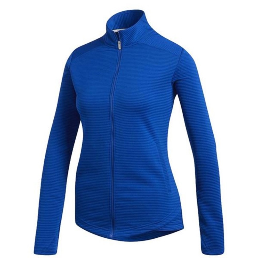 Adidas Royal Blue Ribbed Full-Zip Golf sport Jacket mock neck M